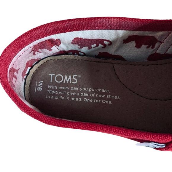 Toms shoes flats canvas red size 8 washable - Picture 5 of 6